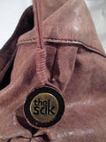 THE SAK Leather Hobo Bag Bucket Saddle Purse Flap BROWN METALLIC STRIPE Hippie Boho