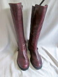 Womens KENNETH COLE REACTION Leather PACK LEADER Moto Riding Boots 7.5 RED BURGUNDY Rocker