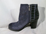 EUC Womens CIRCUS SAM EDELMAN DOVER Leather Ankle Boot Woven Booties BLACK 8 BLUE