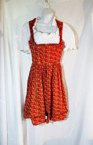 NWT NEW ORIGINAL LANZ AUSTRIA Dress 40 8 Costume RUFFLE RED GREEN