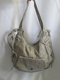 POVERTY FLATS handbag shoulder hobo bag saddle purse TAUPE GRAY Boho Vegan