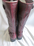 Womens KENNETH COLE REACTION Leather PACK LEADER Moto Riding Boots 7.5 RED BURGUNDY Rocker