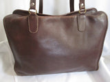 LAURA USA Leather & Brass Shoulder Bag Soft Briefcase Attache TOTE Carryall BROWN