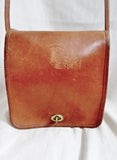 Vtg COACH 7032 Compact Pouch USA Made Shoulder Flap Bag Crossbody Purse BROWN