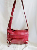 STONE MOUNTAIN leather satchel shoulder bag hobo purse RED CHERRY boho