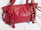 KENNETH COLE REACTION leather satchel shoulder bag purse CHERRY RED tote buckle