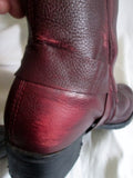 Womens KENNETH COLE REACTION Leather PACK LEADER Moto Riding Boots 7.5 RED BURGUNDY Rocker