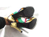 NWT DIANE VON FURSTENBERG DVF STILETTO Sandal Shoe Emerald Purple Suede 6