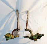 Vintage Brass Set Pair ANDIRONS FIRE DOG LOG HOLDERS FIREPLACE Antique