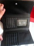 NEW NWT NIB GUESS Women's Polished SLG Trifold Clutch Wallet Organizer BLACK Gift