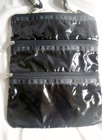 LE SPORT SAC Signature Shoulder Bag Crossbody Swingpack Purse SHINY BLACK Lesportsac