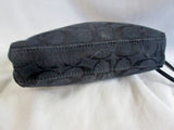 COACH Signature C Canvas Leather Baguette Wristlet Purse Wallet Bag BLACK S