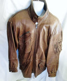 MENS ANDREW MARC Buttery Soft LEATHER Moto Riding Aviator jacket coat BROWN M