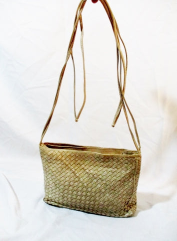 Handmade COSCI ITALY leather woven shoulder purse crossbody shoulder bag BEIGE bag M