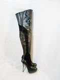 NEW GUCCI ITALY LEATHER Fetish Runway Tall Stiletto BOOT BLACK 36.5 6