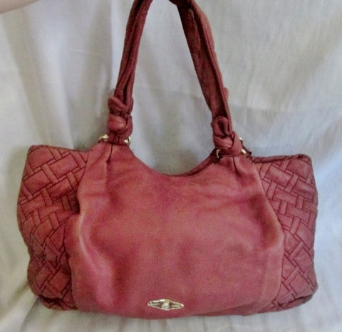 ELLIOTT LUCCA Oversize Leather Hobo Shoulder Bag Tote Handbag MAUVE PURPLE RED XL
