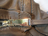 ABRO leather hobo satchel shoulder bag BROWN purse Tote