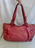 ELLIOTT LUCCA Oversize Leather Hobo Shoulder Bag Tote Handbag MAUVE PURPLE RED XL