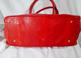 IMAN Vegan leather faux snakeskin python tote bag satchel RED purse L