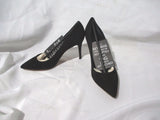 NEW GIANVITO ROSSI Stiletto Pump Shoe BLACK 36.5 Suede LEATHER Mule High Heel NWT