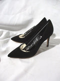 NEW GIANVITO ROSSI Stiletto Pump Shoe BLACK 36.5 Suede LEATHER Mule High Heel NWT