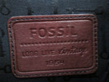 FOSSIL VINTAGE leather messenger crossbody shoulder flap hobo bag BROWN KEY M