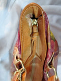 MAURIZIO TAIUTI ITALY Leather Shoulder Bag Tote Handbag FLORAL BROWN  MULTI CARRYALL