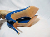 NEW GIANVITO ROSSI VERNICE CAPRI Pump Shoe BLUE 36 6 PATENT LEATHER Mule High Heel Womens