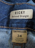 Mens TRUE RELIGION RICKY RELAXED STRAIGHT FLAGSTONE JEANS Denim PANTS BLUE 34 X 34 Dungarees