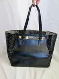 VINCE CAMUTO cutout leather shoulder bag satchel  purse tote BLACK L carryall