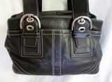 COACH F10911 SOHO Leather Satchel Purse Shoulder Bag BLACK NICKEL Stitch