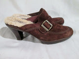 Womens UGG AUSTRALIA 5565 ISABELLA Suede Shearling High Heel Clogs Shoes 8 Brown Mules