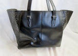 VINCE CAMUTO cutout leather shoulder bag satchel  purse tote BLACK L carryall
