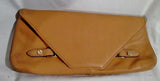 ISAAC MIZRAHI NEW YORK LEATHER BAG Clutch Carryall Purse Case Pouch Wristlet BROWN COGNAC