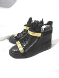 NEW GIUSEPPE ZANOTTI Hi-Top Sneaker Trainer Zip Plate Shoe Leather 36 Italy BLACK
