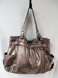 KENNETH COLE NEW YORK leather handbag Satchel Tote Carryall GOLD METALLIC L