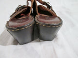 Womens BORN Hand Crafted Leather Clogs Shoes Slip-On Mules Wedge Heel 6 BROWN
