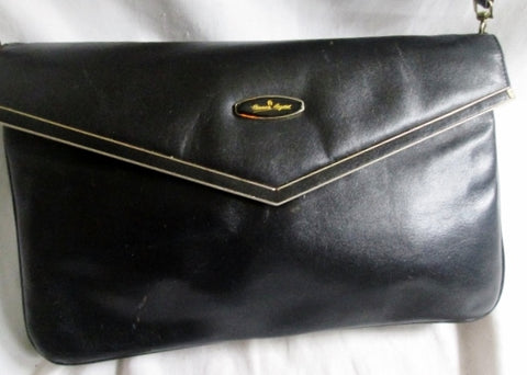 Vintage Handmade ETIENNE AIGNER Envelope Leather Flap bag Shoulder Purse BLACK