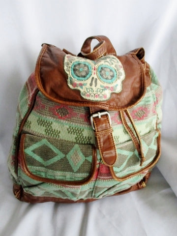 MOSSIMO SUPPLY CO. SKULL BACKPACK Shoulder Rucksack Travel BAG BROWN V – Psychotic Leopard