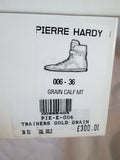 NEW Womens PIERRE HARDY GOLD GRAIN CALF Sneaker TRAINER Shoe 36 6 Sport