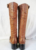 Womens NEWPORT NEWS Faux Alligator Croc Leather Boots Shoes Vegan BROWN 6