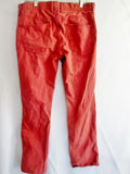 Mens LUCKY BRAND 121 HERITAGE SLIM JEANS PANTS SALMON RED 33 X 32 Handcrafted Dungarees BOHO
