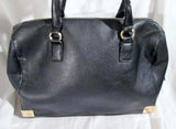 ALDO Faux Vegan Leather Handbag Satchel Bowler Tote Medical Bag BLACK L Gold