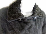 Womens Ladies SCAASI Merino Wool Persian Lamb Fur COAT Jacket 6 BLACK Boho Hipster Peacoat