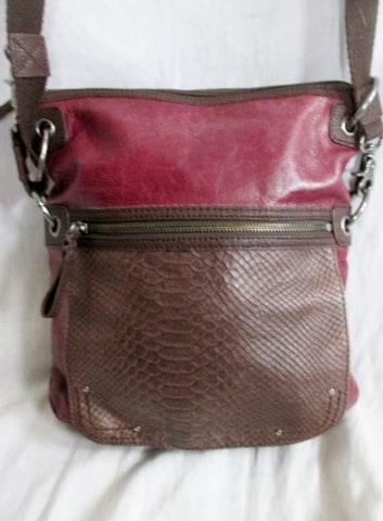 THE SAK PYTHON Snakeskin Leather Hobo Crossbody Bag Sling Messenger PURPLE BROWN