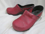 Womens DANSKO Leather Clogs Shoes Slip-On 40 / 8.5 BRICK RED Boho Hipster