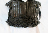 APC A.P.C. Leather Textured Floral Shoulder Bag Tote Satchel BLACK Patchwork Purse