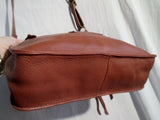 LUCKY BRAND LEATHER STUD Shoulder Bag Crossbody Swingpack Purse BROWN Fringe Tassel