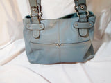 TIGNANELLO Leather Shoulder Bag Saddle Tote Pockets Purse BLUE