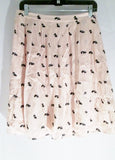 Womens J. CREW Pleated SKUNK ANIMAL PRINT Embroidered Mini Skirt 6 PINK Statement